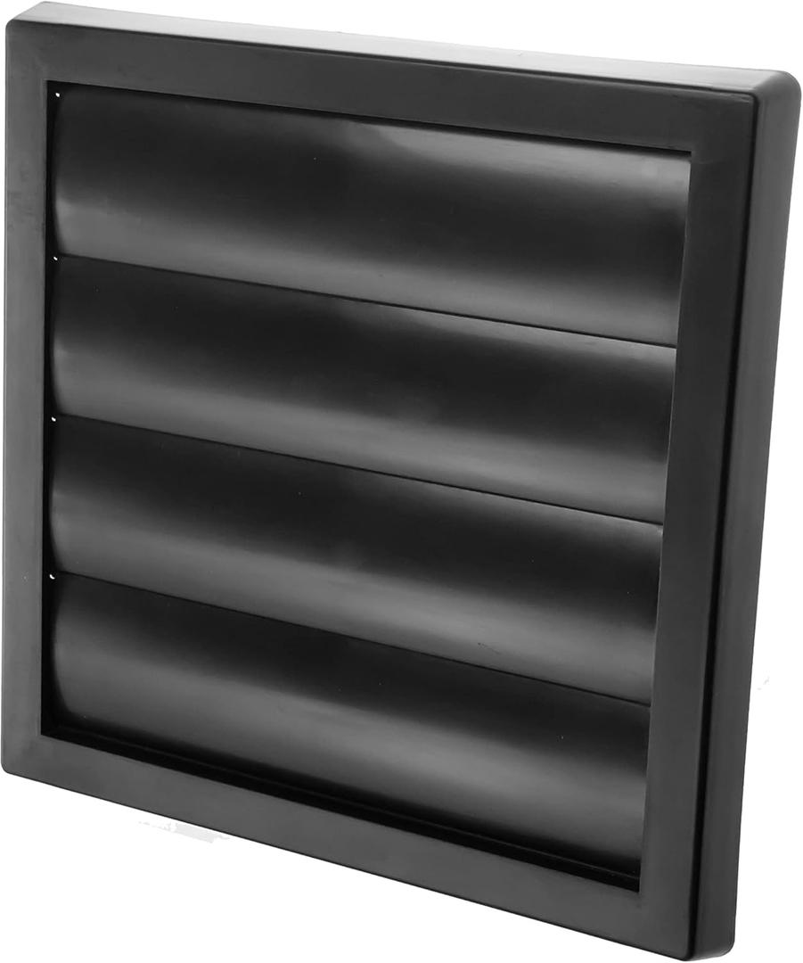 Vent Systems 6" Inch Black Exhaust Vent Cover - Dryer Vent Hood - Louvered Dryer Duct Vent Cover - Vent Hood Cap - One-Directional Plastic Air Exhaust Grille - HVAC Louver Grill for Exterior Use