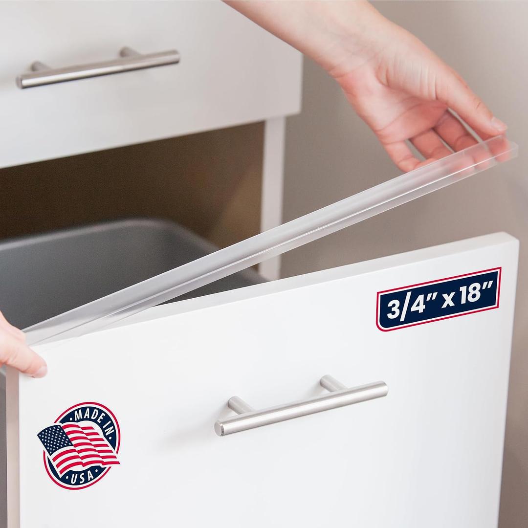 Cabinet Hero Slimline Cabinet Edge Protector - Prevents Chipping, Wear, Discoloration - Drawer Edge Guard, Bumper for Drawer - Easy Slip-On Installation - 3/4" Thick, 18" Length, White Pack of 4