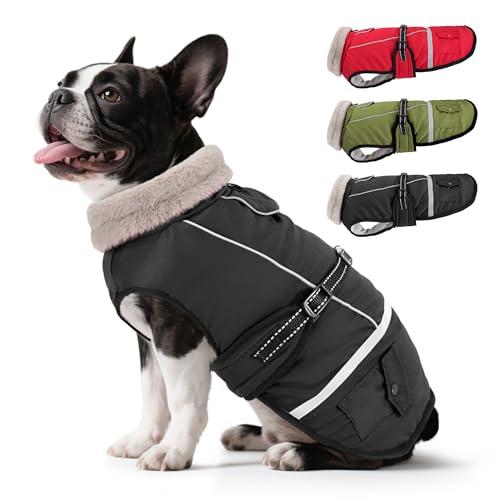 Dog Coat, Warm Dog Winter Coat Reflective Jacket Waterproof Fleece Vest, Pet Jacket Cozy for Cold Weather, Dogs Snowsuit Windproof, Adjustable Buckle for Small Dogs