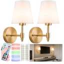 Battery Operated Wall Sconces Set of Two, Wireless Battery Wall Light with 10000mAh RGB Dimmable Magnetic Bulb and Remote, Rechargeable Sconce Wall Decor for Bedroom Living Room Hallway