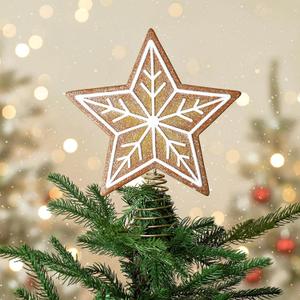 Christmas Decorations: Large Gingerbread Snowflake Star Christmas Tree Topper, Cute Frosty Gingerbread Biscuit Ornament for Xmas Mantel Fireplace Kitchen Home School Office Party Dcor