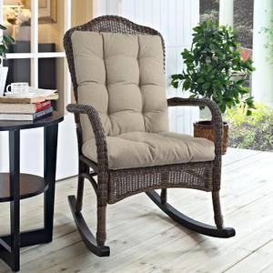 Magpie Fabrics Outdoor Rocking Chair Cushion Set, Tufted Pad for Rocking Chairs with Ties, Seat 17" x 17"/Back 21" x 17", Taupe