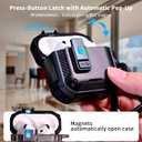 RFUNGUANGO Compatible with AirPods 4 Case,Magnetic Automatic Lock with Phone Holder & Cleaning Kit,Compatible with Magsafe, Back Magnetic Charging, Black