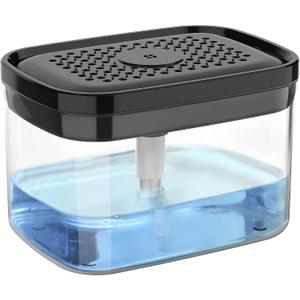 MR.SIGA Dish Soap Dispenser for Kitchen,2 in 1 Premium Sponge Holder, Dishwashing Soap Pump Dispenser for Countertop, Black