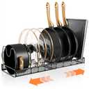 Pots and Pans Organizer Rack for Under Cabinet Expandable Pot Lid holders inside Organizer 10 Adjustable Divider Pan organizer 11.81''-22.85'' Pan lid organizer for cabinet Organizer for Bakeware