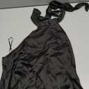MakeMeChic Women's Satin Silk Backless Halter Tops High Neck Sleeveless Camisole Summer Classy Going Out Top (Black, S)