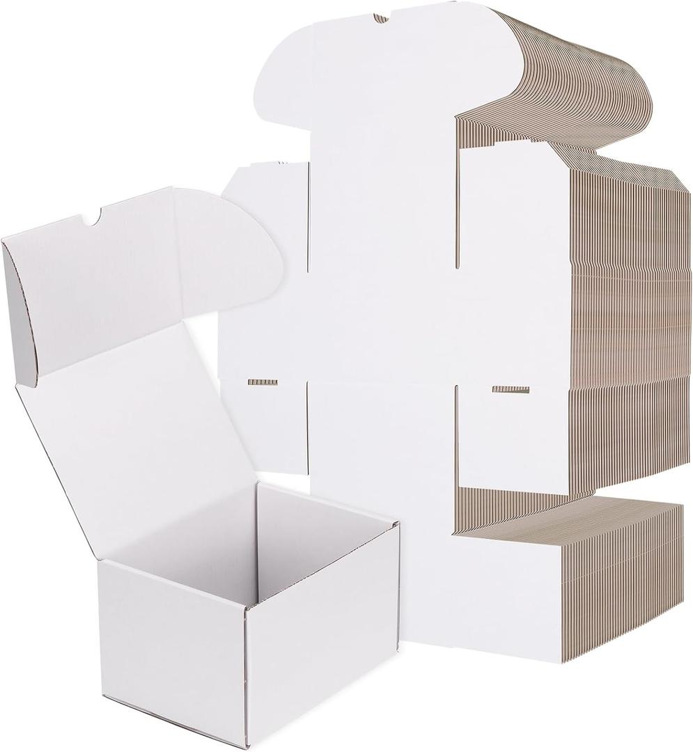 RLAVBL 7x5x4 Shipping Boxes Set of 50, White Corrugated Cardboard Box for Packing, Mailing, Business