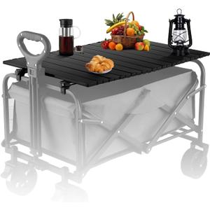 Metal Tabletop Board for Wagons Cart,Foldable Table 34"21" Heavy Duty for Wagon,Alloy Board with Load Capacity 68LBS,Camping Essential and Gear for Outdoor Party with Family and Friends(Black)