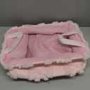 2 Pcs Pink Bow Storage Baskets 14x10 Inch Easter Gifts Baskets Laundry Foldable Fluffy Storage Bin with Handle Spring Coquette Decor Closet Organizer for Countertop Tabletop Shelf