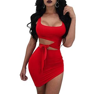 GOBLES Womens Sexy Bodycon Cut Out Sleeveless Outfit Mini Club Tank Dress Red, M GOBLES Womens Sexy Bodycon Cut Out Sleeveless Outfit Mini Club Tank Dress Red, M