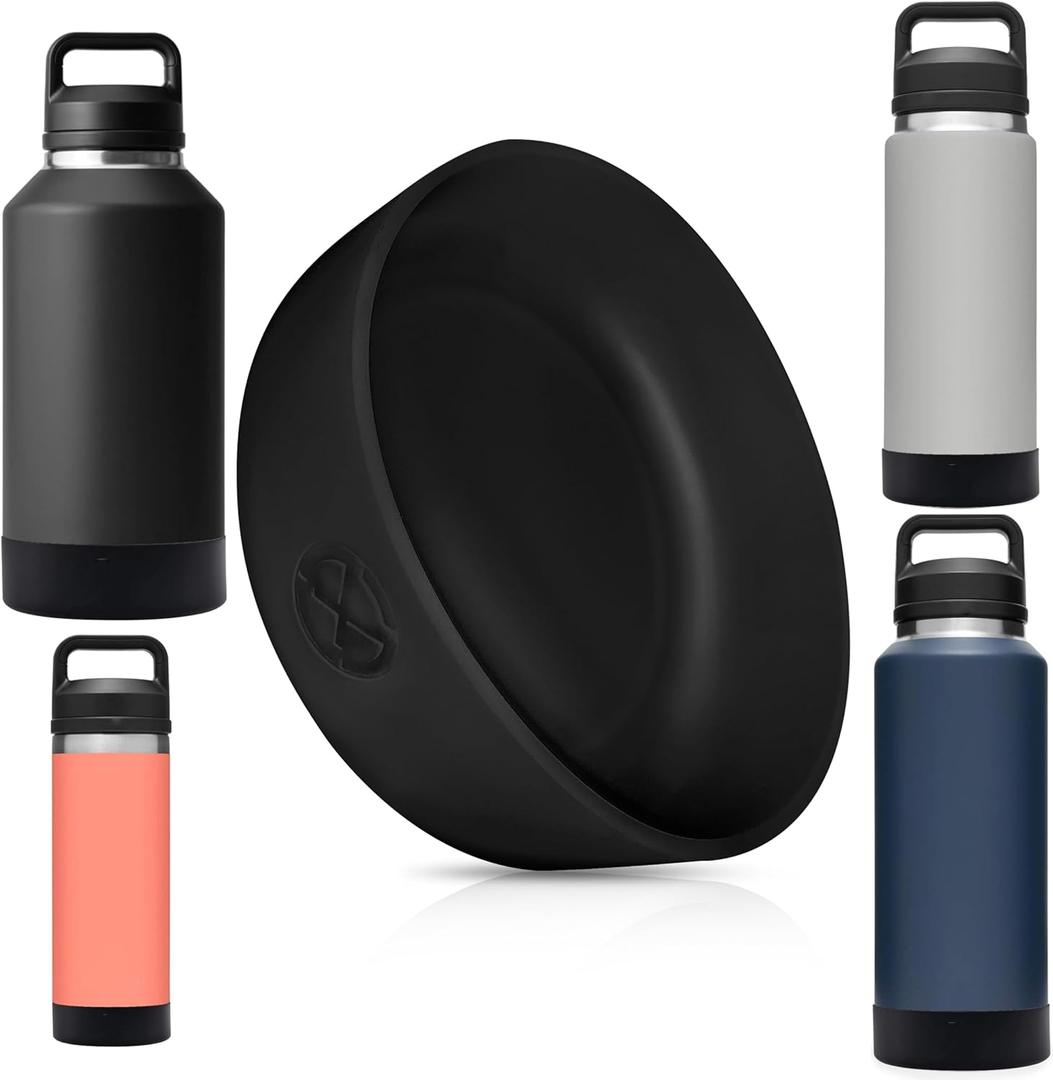 One MissionX Protective Silicone Boot for YETI 46oz 36oz 26oz 18/12oz, Owala 32oz 24oz Bottles & Yonder Water Bottles, Anti-Slip Bottom Sleeve Cover, BPA Free (Black, Fits 64 oz)