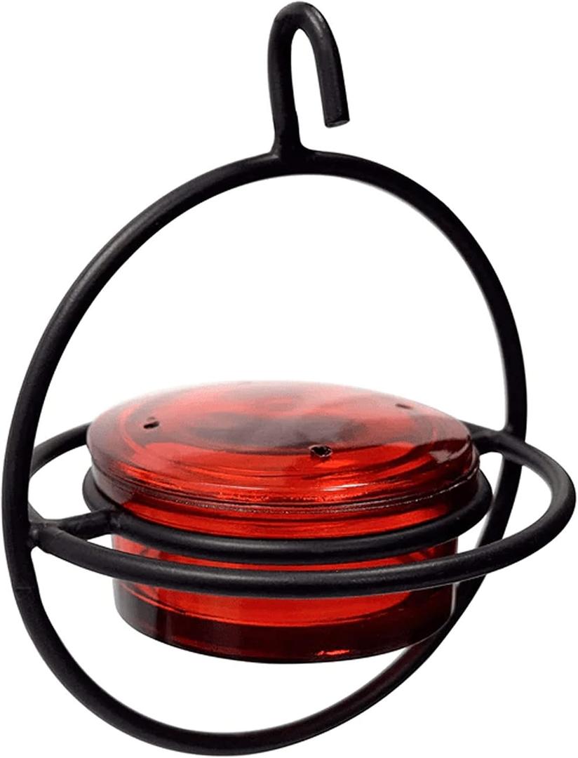 Monarch Abode Hanging Hummingbird Feeders for Outdoors Single Handcrafted Hanging Glass Hummingbird Feeder with Red Bowl & Perch, Decorative Humming Bird Feeders for Outdoors Garden Patio Deck