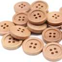 YaHoGa 50pcs 15mm (About 3/5 inch) Wood Buttons Small Natural Wooden Buttons for Sewing Sweater Crafts Bulk