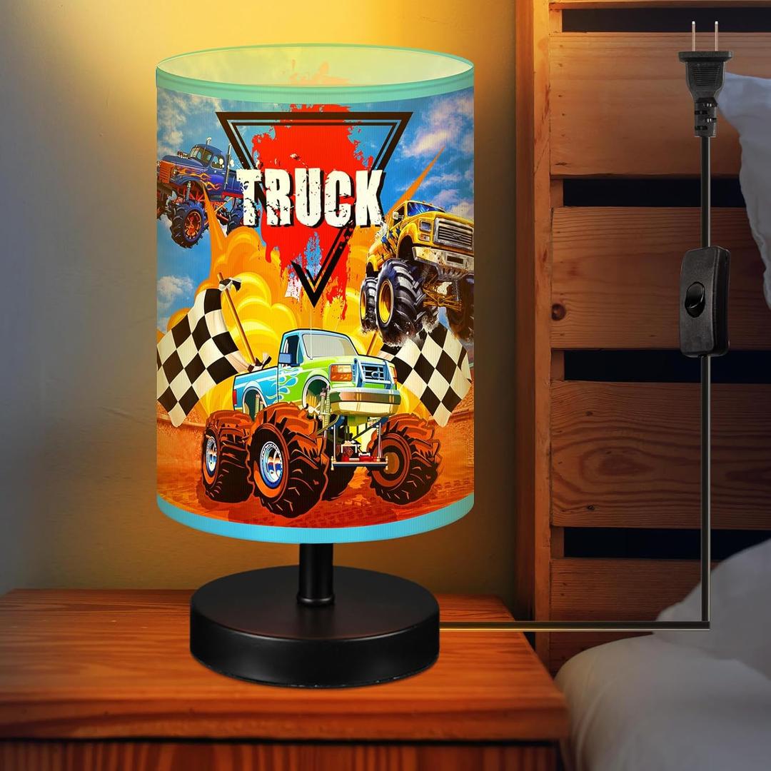 Monster Truck Themed Table Lamp 3 Colors Dimmable Lights 9.72 x 5.12 Inch Monster Truck Themed Night Light Bedside Lamps Decoration for Bedroom Desk Birthday Gifts for Christmas Home Decor