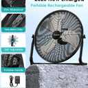 20" Large Solar Fan, Portable Battery Operated Floor Fan, 50W Rechargeable Solar Powered Wireless Camping Fan Outdoor, Waterproof, Hi-airflow, Cordless, for Outside Home Garage Gym Patio Travel