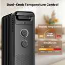 Portable Electric Radiator Heater, Space Oil Filled Heaters with 3 Heat Settings, Adjustable Thermostat, Overheat & Tip-Over Protection For Indoor Use,1500W (Deep Black)