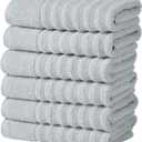 Great Bay Home 6 Pack Hand Towel Set - 100% Cotton Towels - Absorbent & Quick-Dry Towels for Bathroom (Light Blue)