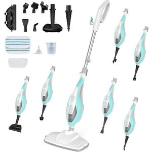 NEWBULIG 14-in-1 Steam Mop, Powerful Detachable Handheld Steam Cleaner for Floor Cleaning with 2 Washable Pads, 16.4 FT Cord, Multi-Purpose Floor Steamer for Hardwood, Clothes, Carpet, Tile, Grout