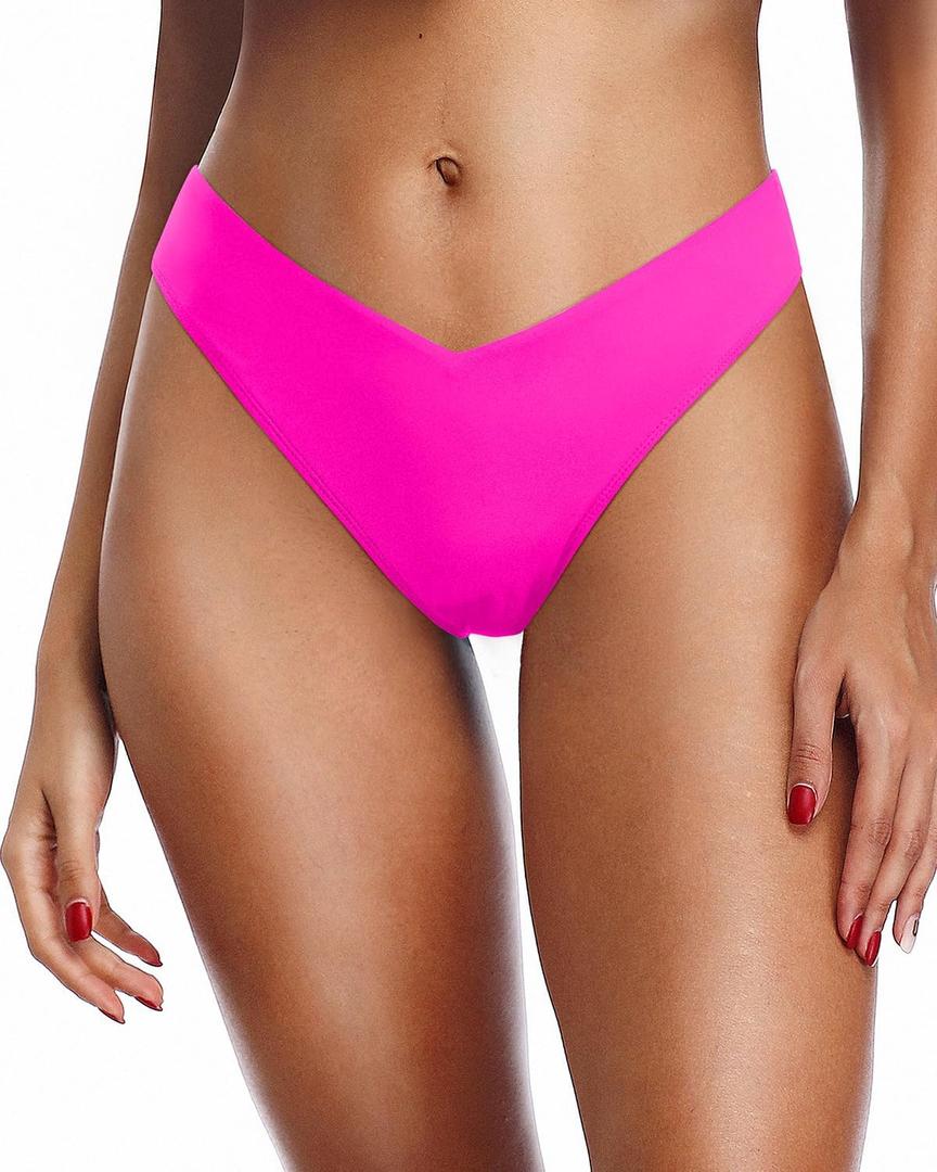Zmart Women Cheeky Bikini Bottoms V Cut Swim Bottom High Cut Swimsuit Low Waist Low Rise Bathing Suit (Small, Pink)