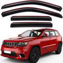 Lightronic Extra Durable Clip-on in-Channel Auto Vent Window Visor, Fits 2011-2021 Jeep Grand Cherokee, UV Protection Rain Guard, Original Wind Deflector, No-Drill Easy Install, Dark Smoke, 4-Pcs