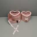 Nuanchu 2 Pcs Valentines Day Heart Shaped Flower Box with Transparent Window Paper Floral Boxes with Lids Ribbons Double Layers Rotating Gift Box for Arrangements, 9.1 x 7.9 x 6.5 Inch(Pink)