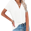 Diosun Womens Button Down V Neck Shirts Long/Short Sleeve Office Casual Business Plain Blouses Tops S