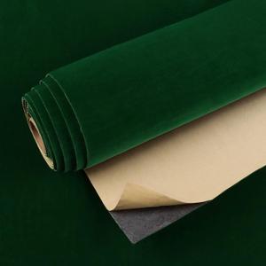 VEELIKE Self Adhesive Green Velvet Flock Liner Contact Paper for Jewelry Drawer Lining 15.7''x118'' Green Velvet Fabric Wallpaper Peel and Stick Felt Roll for Dresser Shelf Liners Cabinets Arts Crafts (Green)