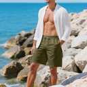 QOSOQ Men's Casual Shorts Work Dress Shorts Drawstring Stretch Summer Beach Flat Front Hybrid Shorts Lightweight Quick Dry (Green, XL)