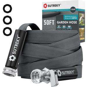 Garden Hose 50ft  Ultra-Light, Kink-Free, High-Pressure, Abrasion-Resistant, Durable, All-Weather, Eco-Friendly (Gray)