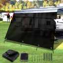 RV Awning Shade Screen with Zipper 9'x17'3", RV Awning Fabric Replacement Complete Kits for Trailer Camper, RV Awning 230GSM 8.2oz, 600D Durable Mesh Blocks 88% Sunlight, Improves Shade & Privacy