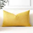 OTOSTAR Linen Throw Pillow Cover Set of 1 Decorative Lumbar Pillowcases Cushion Covers 12x20 Inch for Home Decor Sofa Bedroom Car 30 x 50CM Yellow