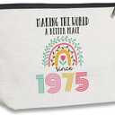 50th Birthday Gifts for Her, 50 Year Old Girl Birthday Gift Ideas, 1975 Birthday Decorations Makeup Bag, 50th Birthday Decorations for Women, Gifts for Mom, Sister, Friends, Wife, Female