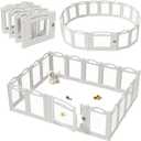 Foldable Clear Acrylic Dog Playpen with Door, 23.6" Acrylic Puppy Playpen, Easy Assemble Indoor Pet Fence with White Frame, Clear Dog Playpen for Puppies & Animal (White, 23.6‘H, 16 Panels + 1 Door)