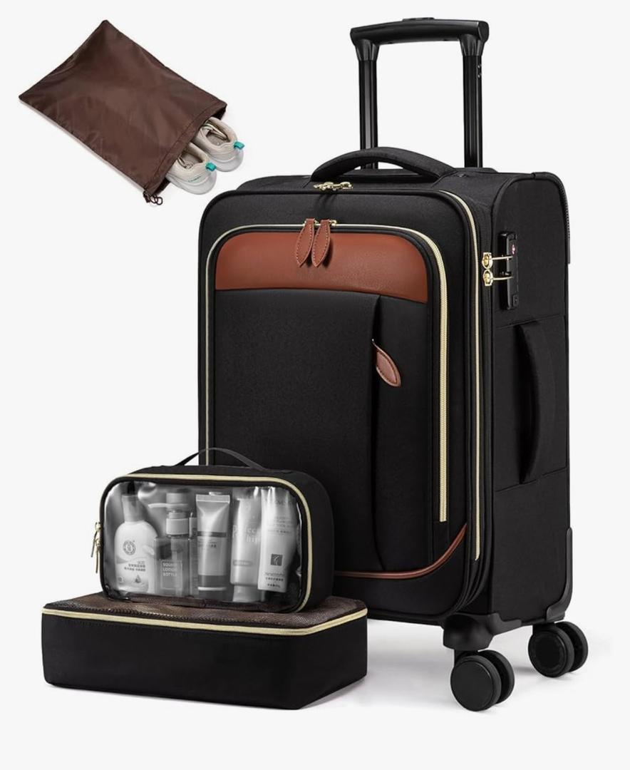 LOVEVOOK Carry on Luggage for Women and Men, Softside Suitcases with Daul Wheels