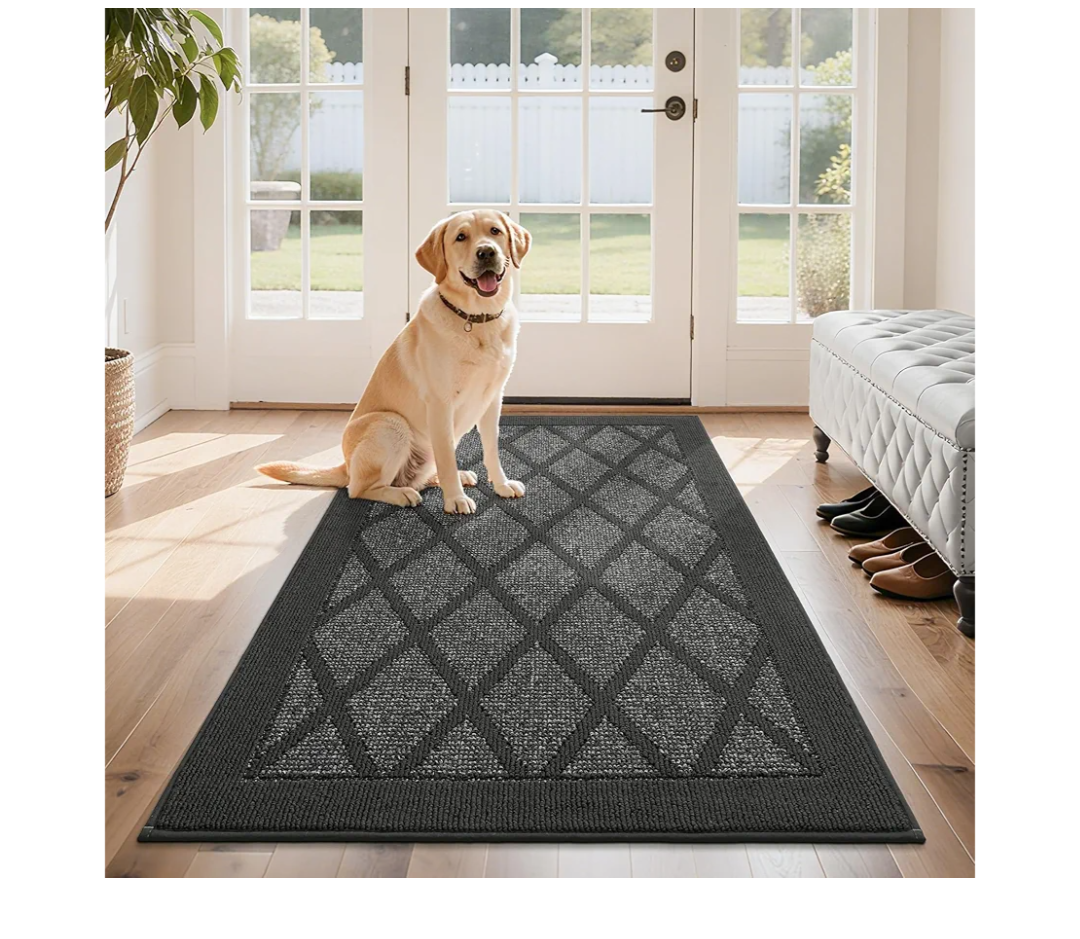 COSY HOMEER Non-Slip Door Mat 36"x60", Entryway Rugs Low Profile Absorbent Dirt Trapper Doormat for Front Entrance, Washable Polypropylene Entry Mat (Dark Grey)