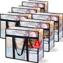 6Pack Clear Blanket Storage Bags, Vinyl Comforter Clothes Storage Closet Organizers and Storage Containers Moving Bags with Reinforced Handle for Bedding, Clothing, Comforters, Pillows, Toys,40L