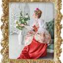 Gold 8x10 Picture Frames Vintage Photo Frame Rose Gold Flower Leaf with Glass Front Antique Picture Frame for Tabletop Wall Hanging (Gold Leaf-8x10)