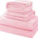 Pink Towels 4 Piece Pink Towel Set, 35x70 in Extra Large Bath Towel Hand Towels Hair Towels Washcloths - Highly Absorbent Quick Dry, Soft Towel Set for Bathroom, Pack of 4