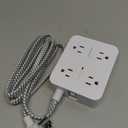 Surge Protector Power Strip - HANYCONY 8 Outlets 4 USB (2 USB C) Charging Ports, Multi Plug Outlet Extender, 5Ft Braided Extension Cord, Flat Plug Wall Mount Desk Charging Station for Home Office ETL (White)