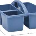 Teacher Created Resources Slate Blue Portable Plastic Storage Caddy 6-Pack for Classrooms, Kids Room, and Office Organization, 3 Compartments