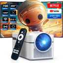 Short Throw Projector with 4k Support, Built-in Android 13, Smart Projector with Wifi and Bluetooth , Electric Focus, 2 x 8W Stereo Speakers for Bedroom and Outdoor Use HY450NTV (White)