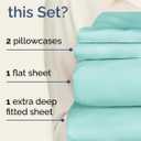 Extra Deep Queen Sheet Set - 4 Piece Breathable & Cooling Bed Sheets - Easily Fits 18 to 24 inch Mattress - Ultra Soft, Wrinkle & Fade Free with Extra Deep Pockets - Hotel Luxury Bedding - Spa Blue