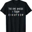 The One Where I Turn Eighteen 18 Years Old 18th Birthday T-Shirt, M, Black