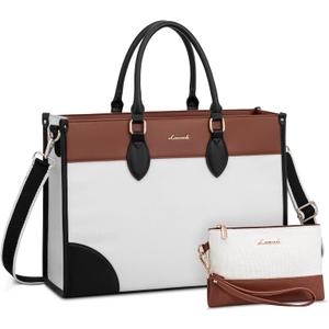 LOVEVOOK Laptop Bag for Women 15.6 lnch,Waterproof Laptops Tote Bags for Womens,Professional Work Bags for Women with Cup Holder,Large Laptop Purse Computer Briefcase Office Teacher Clutch Bag,2 PCS