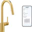 Moen Align Brushed Gold Smart Faucet Touchless Kitchen Faucet with Pull Down Sprayer, Modern Kitchen Sink Faucet with Voice Control and Power Boost, 7565EVBG