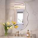 Irregular Wall Mirror, 22”x38” Asymmetrical Wall Mirror, Frameless Asymmetrical Mirrors for Bathroom Entry Way Bedroom Living Room