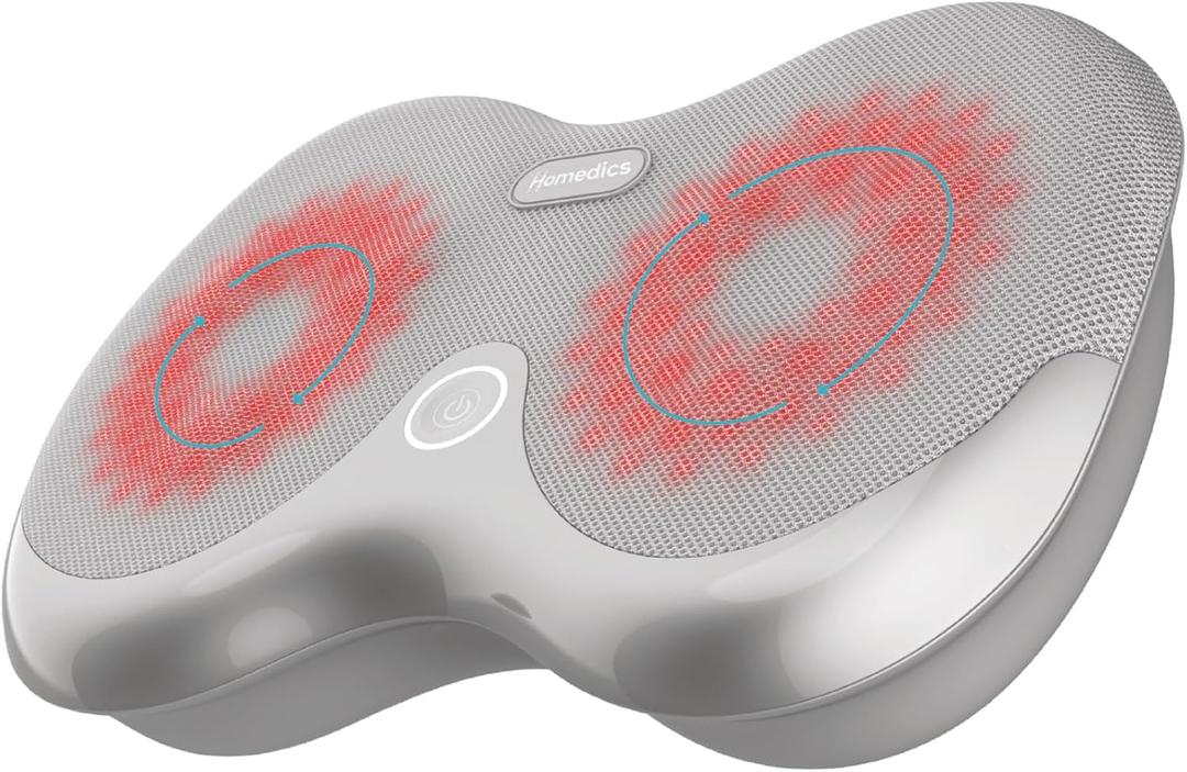 Homedics Dual Shiatsu Foot Massager with Heat, Deep-Kneading Massage, Pain Relief and Muscle Recovery, Relaxes Feet, Toe-Touch Controls, Soft Mesh Fabric, Portable for Home and Office