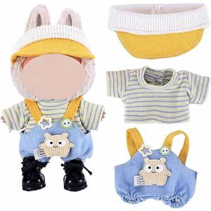 3 x 17cm Doll Clothes - Luxury Chic Style Set for 5.91-6.7 (15-17cm) Dolls, Cute Premium Fashion Doll Outfit with Accessories (Blue Overalls)