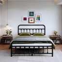 14Inch Metal Bed Frame, Queen Size Bed Frame with Storage Space,Heavy Duty Sturdy Mattress Foundation,Easy Assembly,No Box Spring Needed, Black