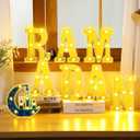 8 Pcs Ramadan Decorations Ramadan LED Letter Lights Sign Battery Powered Light up with Mirror Surface Table Decor Hanging Decorations for Party Club Restaurant Indoor Outdoor Wall Decor